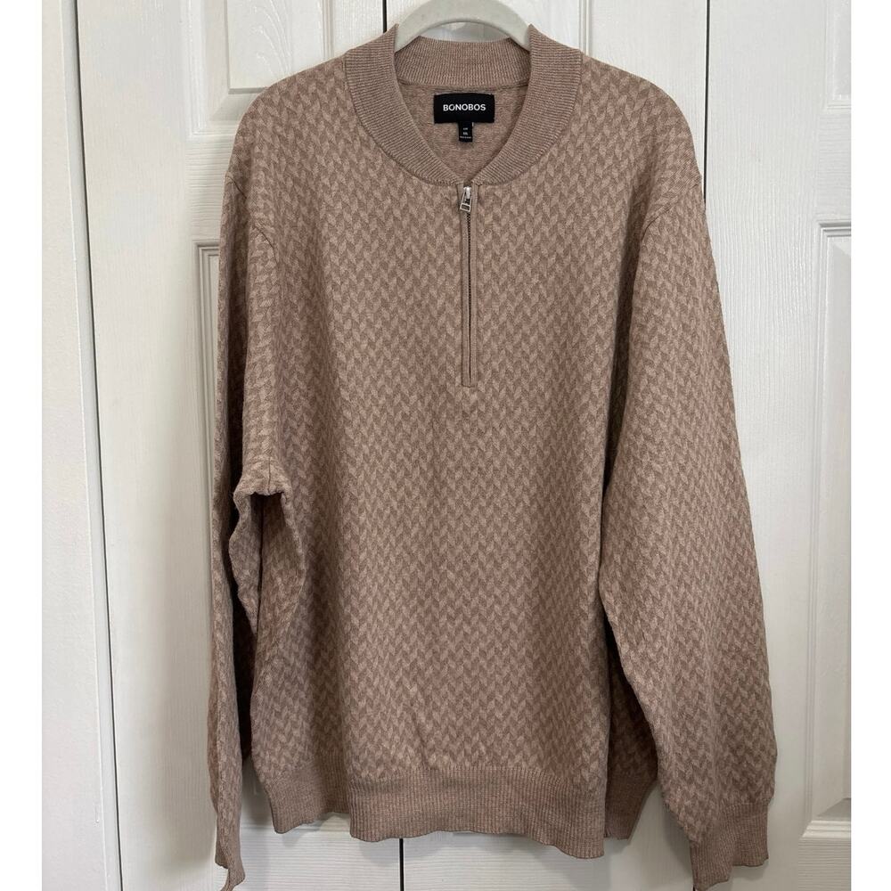 Bonobos Men’s Neutral Quarter Zip Lightweight Sweater Size XXL Slim